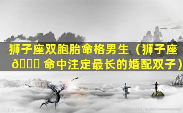 狮子座双胞胎命格男生（狮子座 🐎 命中注定最长的婚配双子）